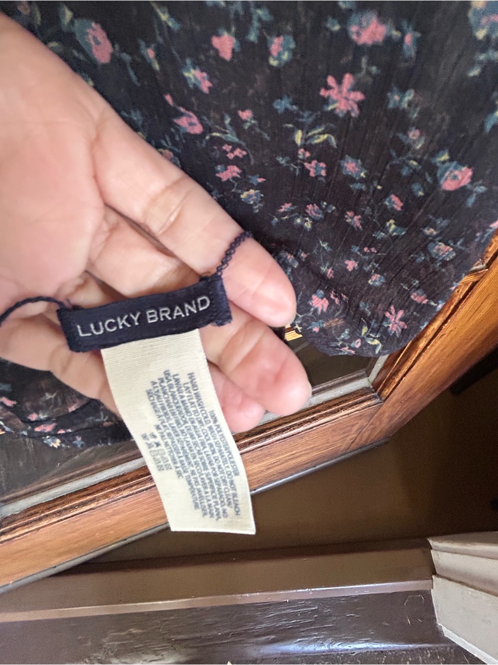 Lucky Brand Black Floral Print kimono/duster with Pink and Green Accents - Picture 2 of 4